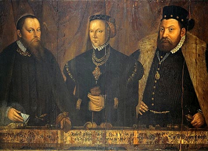 Agnès de Hesse entre ses deux maris, Maurice, électeur de Saxe, et Jean-Frédéric II, électeur de Saxe