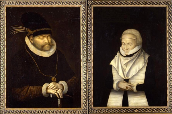 Auguste, électeur de Saxe, et Anne de Danemark, exposés sur leurs lits de mort, par Zacharias Wehme